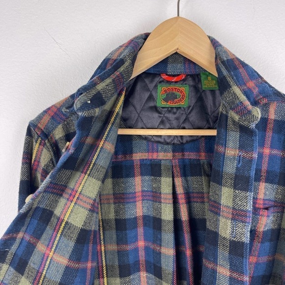 Vintage Boston Traders Blue Brown Plaid Heavyweight Flannel Shirt Shacket Small - Picture 6 of 8